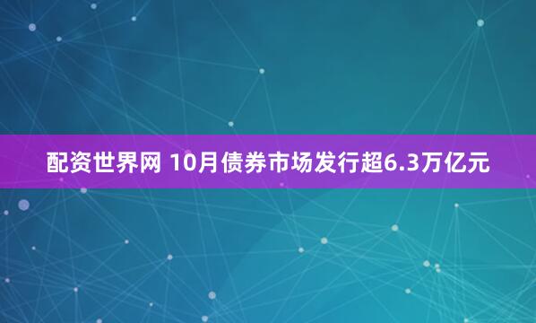 配资世界网 10月债券市场发行超6.3万亿元